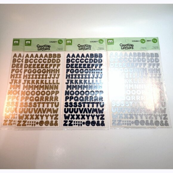 5 Creative Letters Sicker Packs Gold Silver Metallic Making Memories Chunky 7/16 - Picture 1 of 2